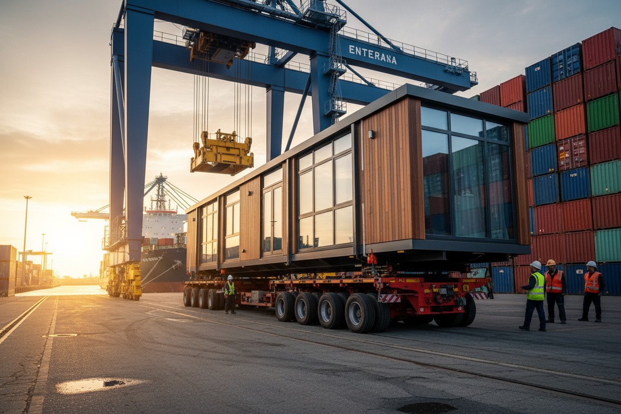 port morski transport gabaryty domu mobilnego luksusowego